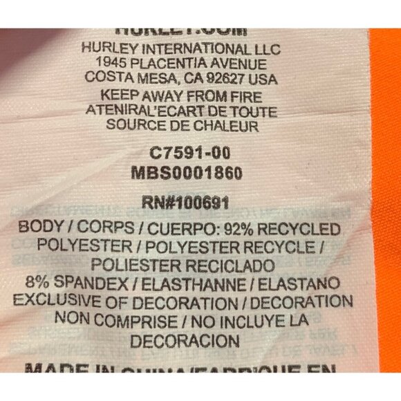 Hurley Mens Orange Board Shorts Size 38 Stretch Surf Swim Trunks Pocket EUC - Picture 8 of 9